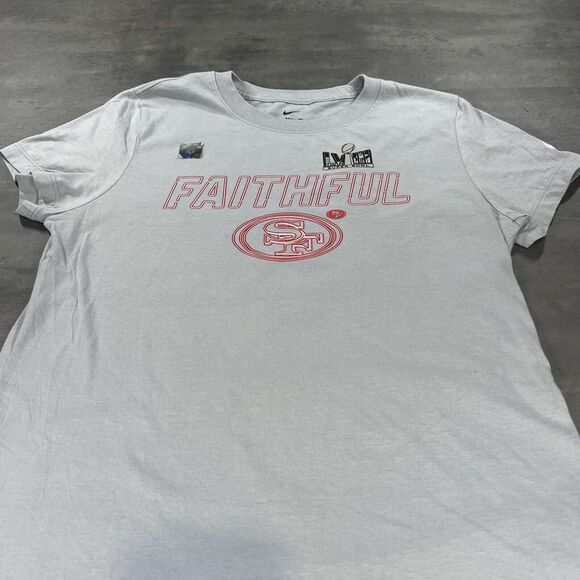 Nike San Francisco 49ers Shirt Women M‎ Gray Red Neon Sign Cotton Gym NFL - Picture 1 of 8